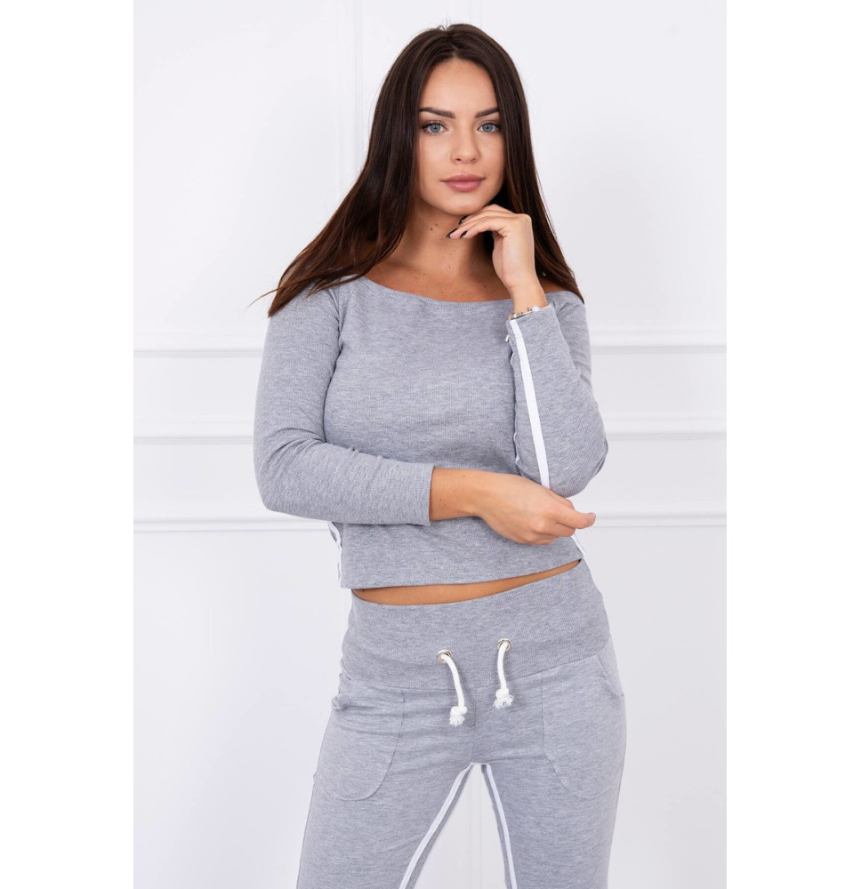 Női szett MI8958 dupla csíkkal szürke