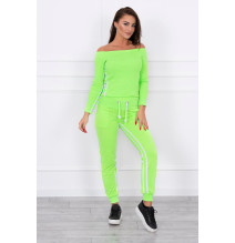 Női szett MI8958 dupla csíkkal zöld neon