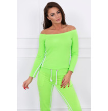 Női szett MI8958 dupla csíkkal zöld neon