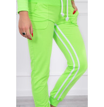 Női szett MI8958 dupla csíkkal zöld neon