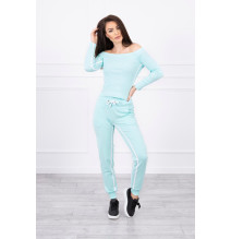 Női szett MI8958 dupla csíkkal menta