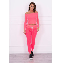Női szett MI8958 dupla csíkkal neon rózsaszín
