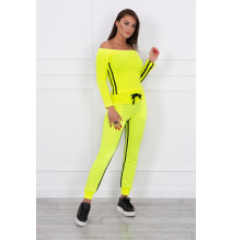 Női szett MI8958 dupla csíkkal neon sárga