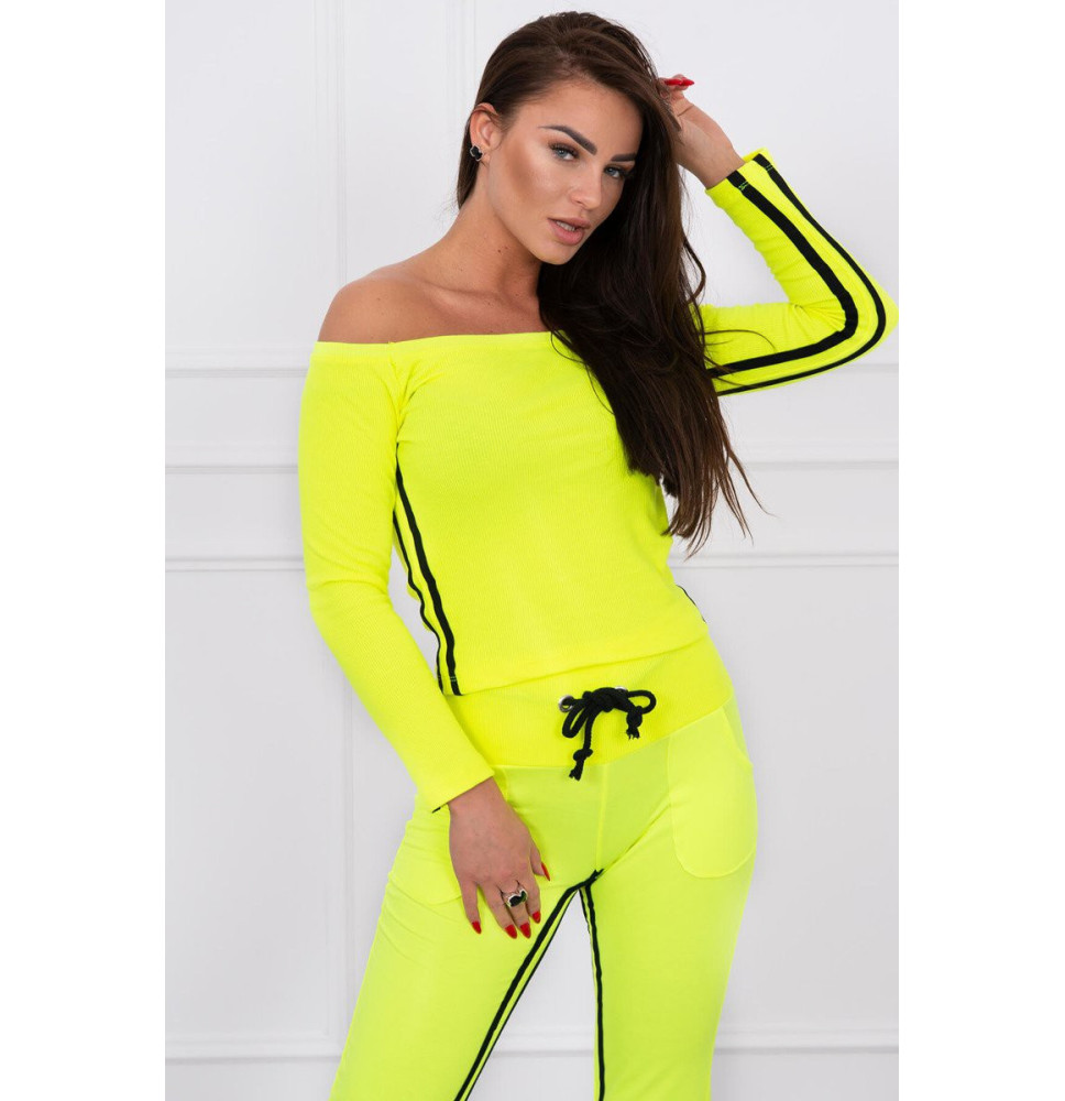 Női szett MI8958 dupla csíkkal neon sárga