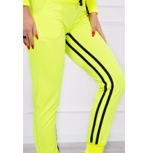 Női szett MI8958 dupla csíkkal neon sárga
