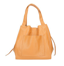 Bőr vásárló kézitáska 1112 bézs Made in Italy