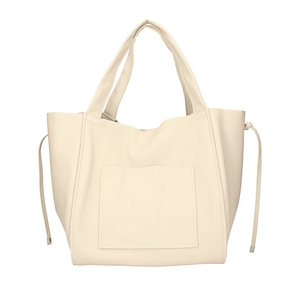 Bőr vásárló kézitáska 1112 bézs Made in Italy