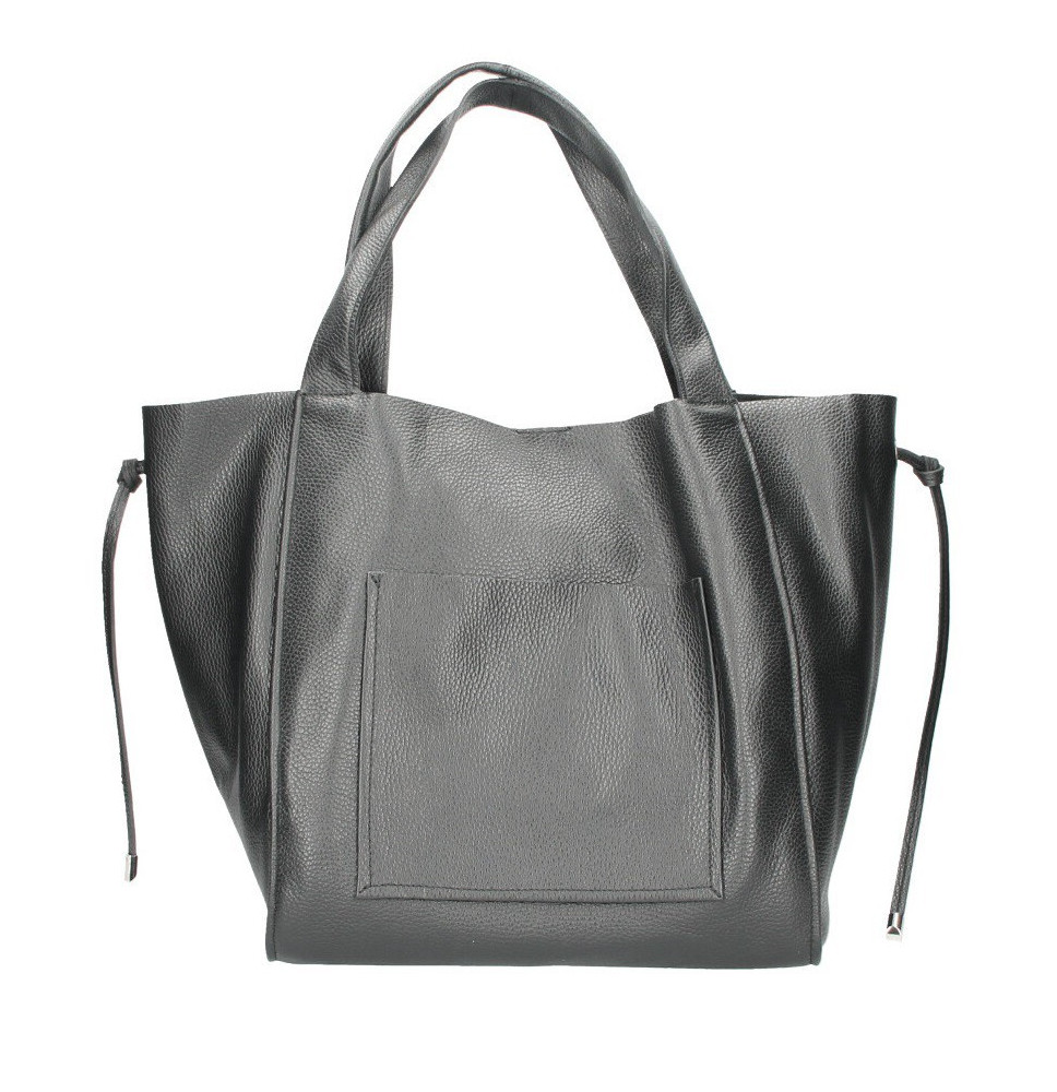 Bőr vásárló kézitáska 1112 fekete Made in Italy