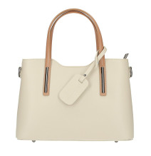 Bézs bőr kézitáska 1364 bézs+konyak Made In Italy