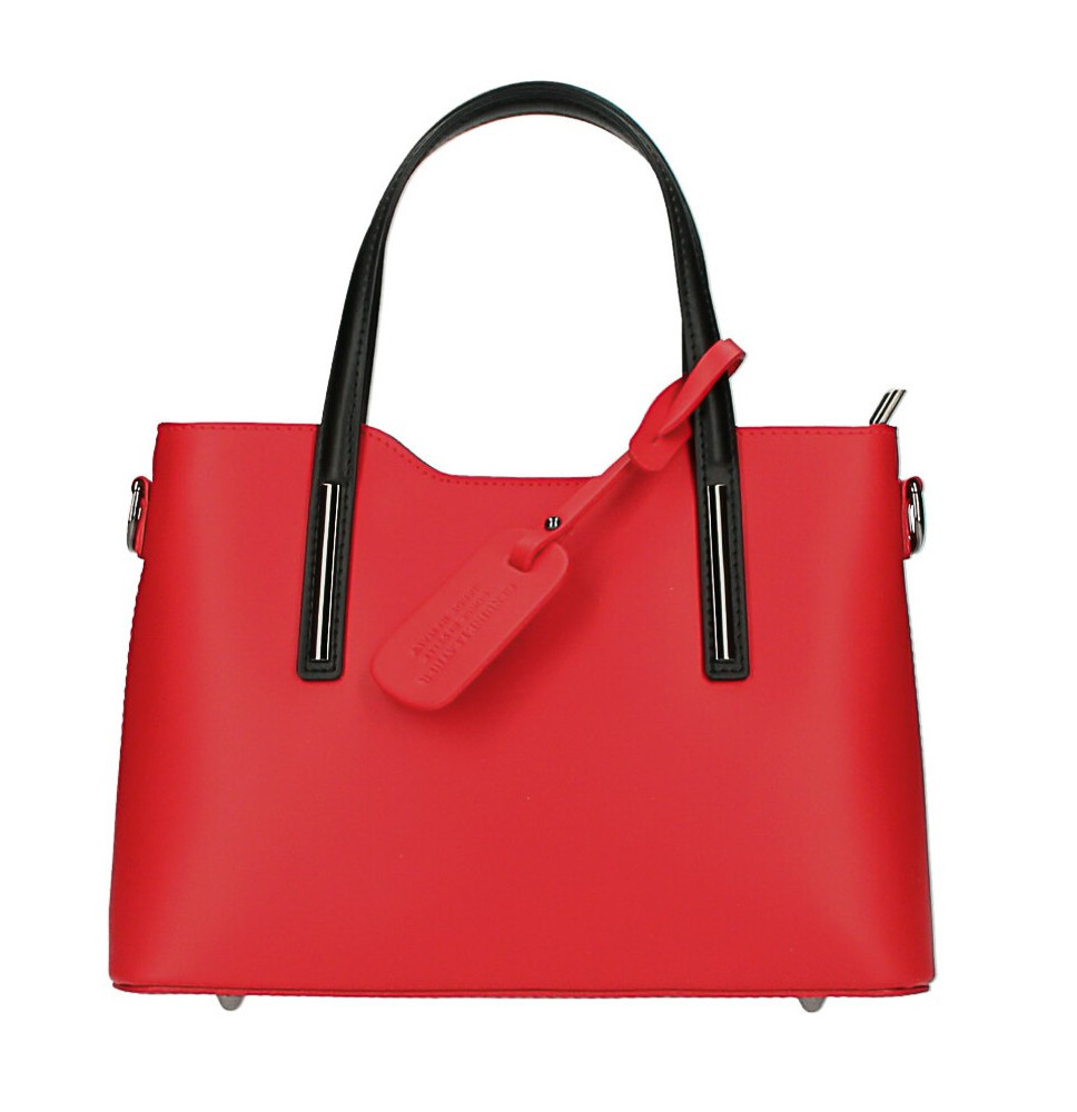 Bézs bőr kézitáska 1364 piros+fekete Made In Italy