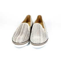 Talianske kožené slip-on mokasíny 99 béžové LORETTA VITALE