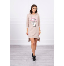 Ruha meghosszabbított hátsó és színes nyomtatott elülső MI64632 bézs