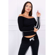 Női szett MI8958 dupla csíkkal fekete