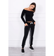 Női szett MI8958 dupla csíkkal fekete