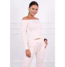 Női szett MI8958 dupla csíkkal világos por rózsaszín
