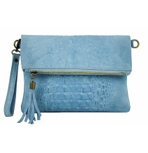 Bőr kézitáska krokodil 630 égkék