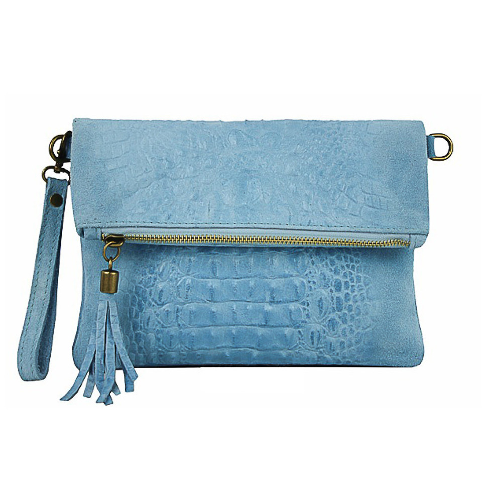 Bőr kézitáska krokodil 630 égkék