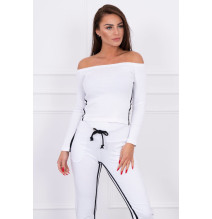 Női szett MI8958 dupla csíkkal fehér