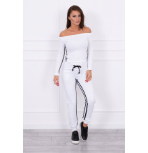 Női szett MI8958 dupla csíkkal fehér