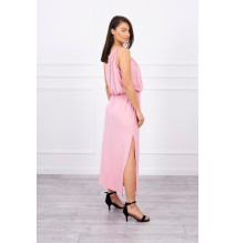Hosszú ruha réses MI8893 por rózsaszín