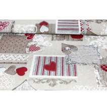 Anyag patchwork piros szívek