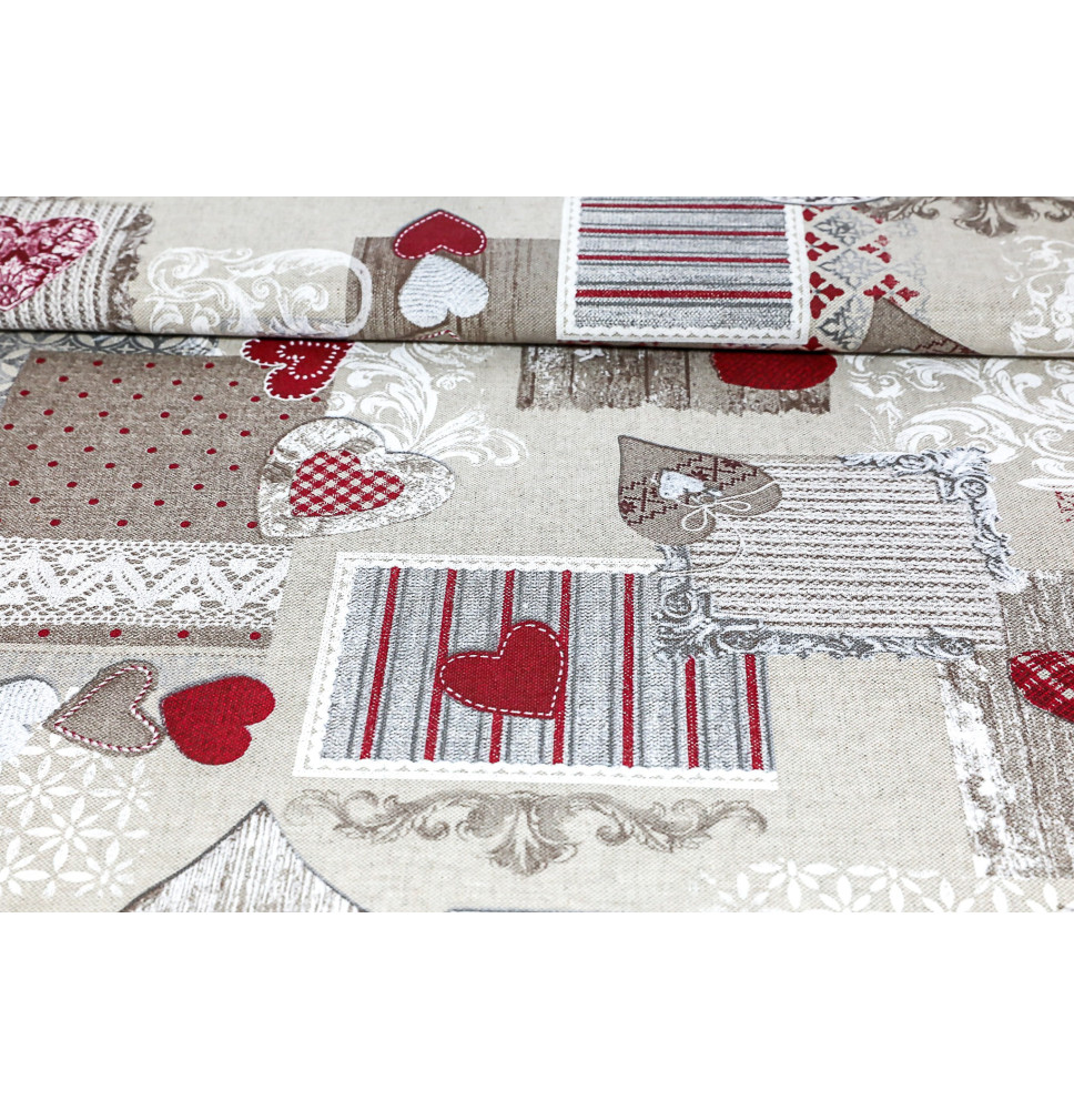 Anyag patchwork piros szívek