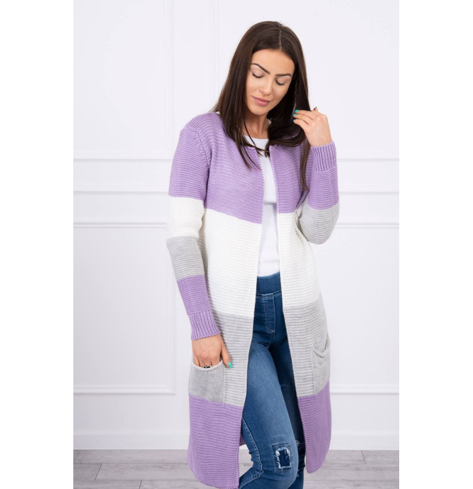 Női pulóver, széles csíkokkal MI2019-12 lila