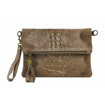 Bőr kézitáska 630 sötét szürke-barna Made in Italy