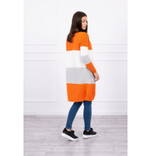 Női pulóver, széles csíkokkal MI2019-12 narancs