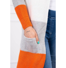Női pulóver, széles csíkokkal MI2019-12 narancs