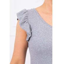 Női ruha fodorokkal a hüvelyen MI9098 szürke