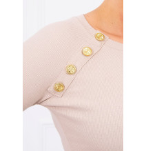 Női ruha díszített gombokkal MI5918 bézs