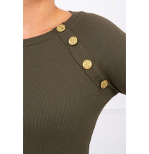 Női ruha díszített gombokkal MI5918 khaki