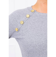Női ruha díszített gombokkal MI5918 szürke