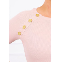 Női ruha díszített gombokkal MI5918 por rózsaszín