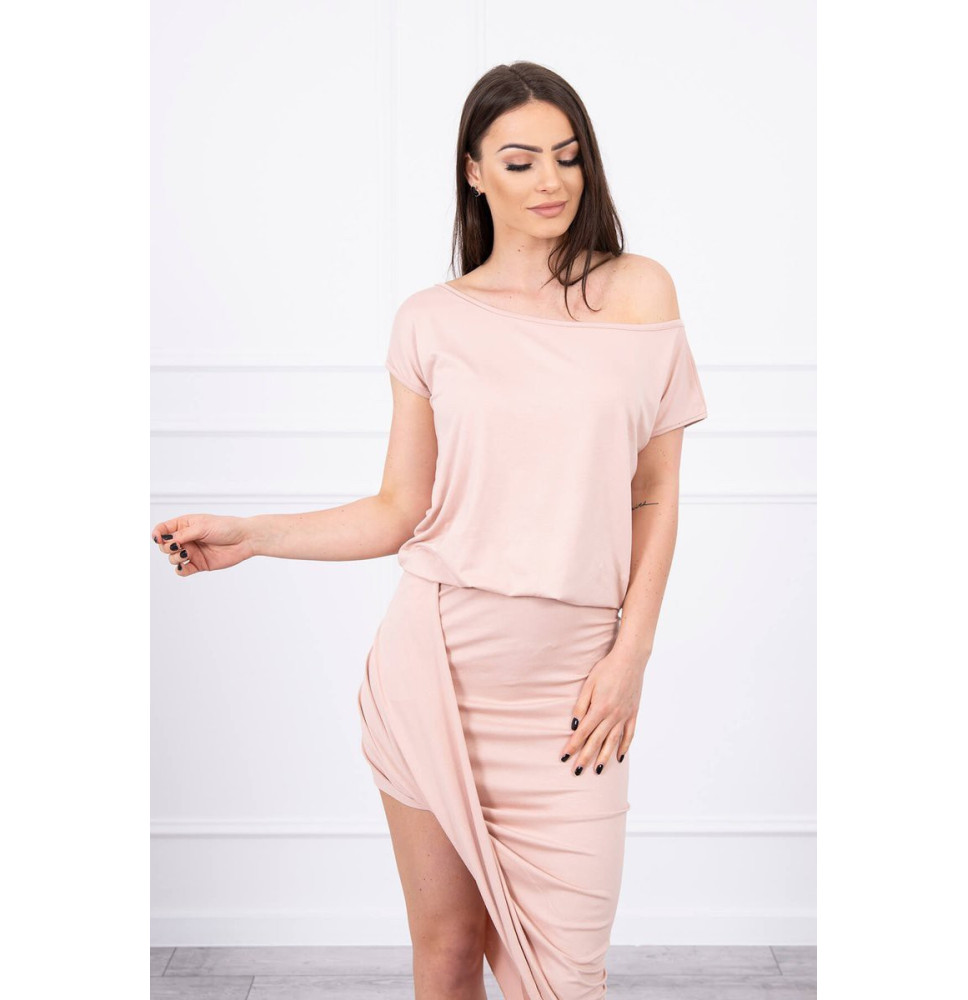 Női aszimmetrikus ruha MI61524 világos por rózsaszín