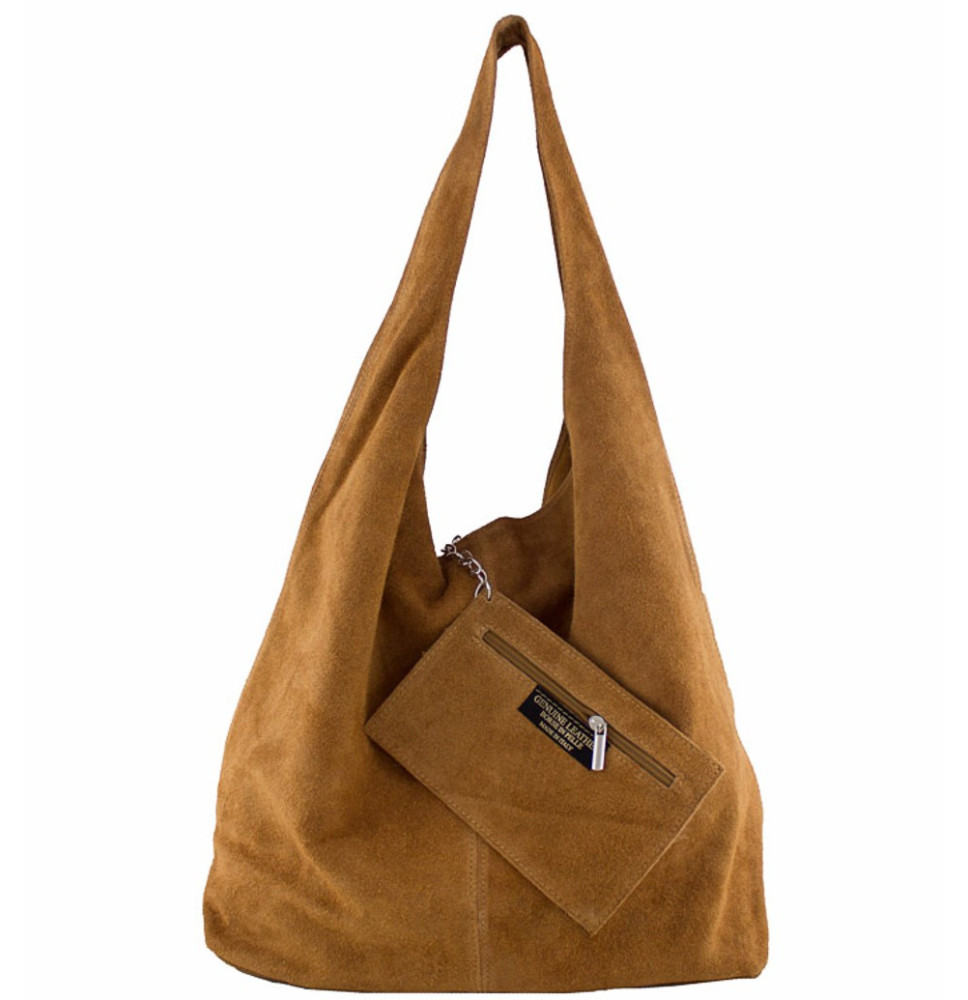 Suede bőr kézitáska 804A konyak