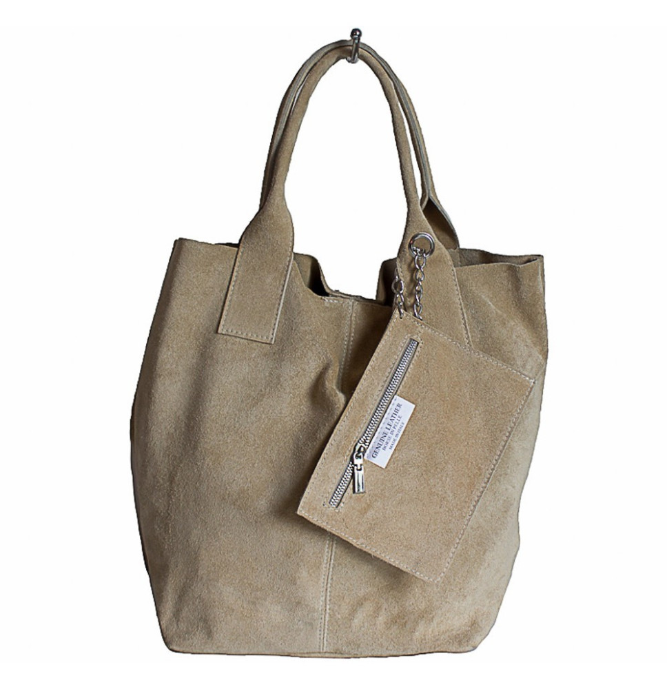 Velúr bőr kézitáska 804  szürkésbarna