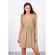 Női ruha fodorokkal MI9082 camel