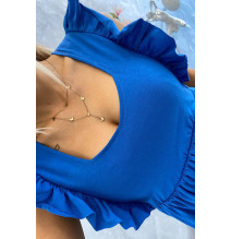 Női ruha fodorokkal MI9082 kék