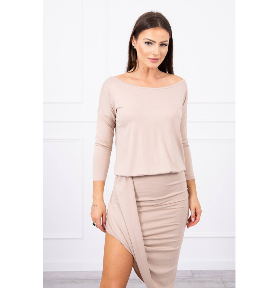 Női aszimmetrikus ruha MI8923 bézs