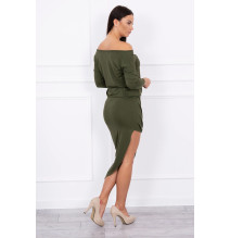 Női aszimmetrikus ruha MI8923 khaki