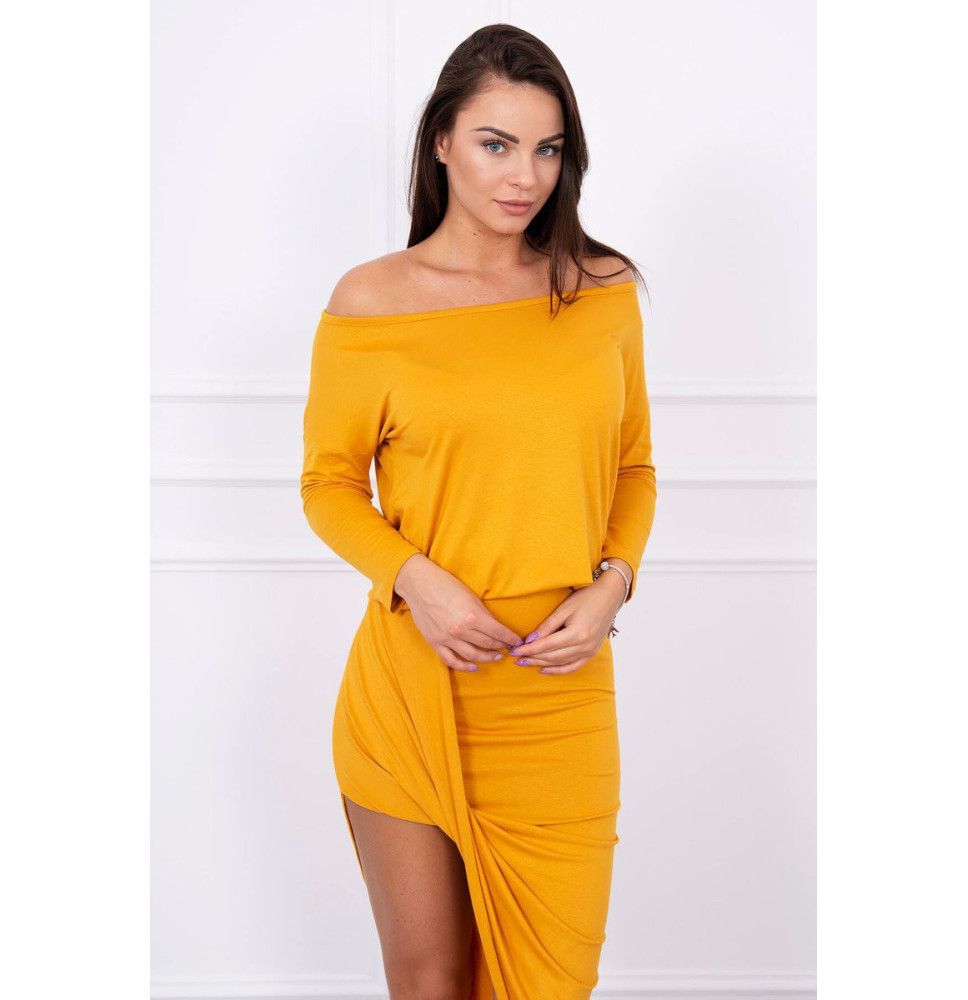 Női aszimmetrikus ruha MI8923 okker