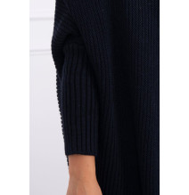 Női pulóver denevér típusú ujjakkal MI2019-13 sötétkék