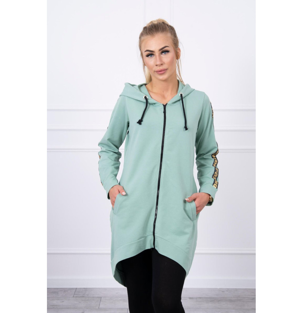 Női cipzáras pulóver, hátsó részben MI8997 sötét menta 