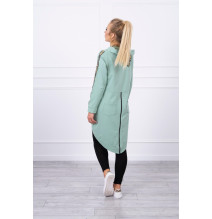 Női cipzáras pulóver, hátsó részben MI8997 sötét menta 