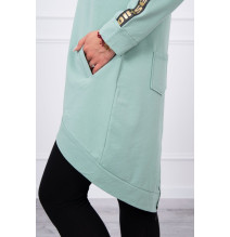 Női cipzáras pulóver, hátsó részben MI8997 sötét menta 