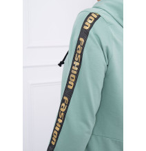 Női cipzáras pulóver, hátsó részben MI8997 sötét menta 