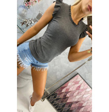 Fodrokkal díszített női póló MI9092 grafit