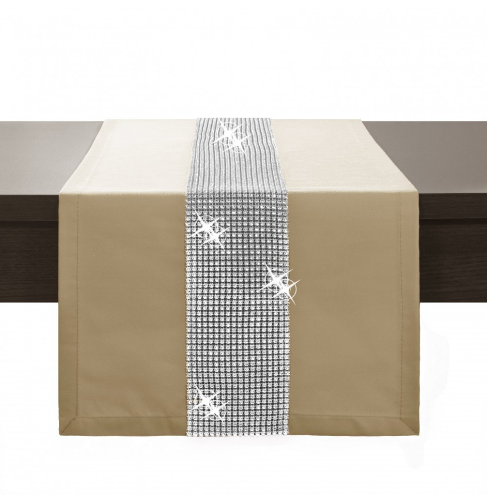 Asztalterítő GLAMOUR cirkóniával bézs